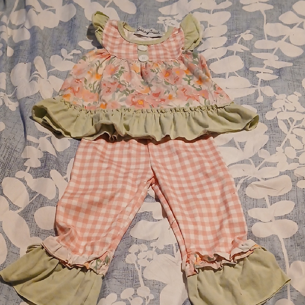 Floral and Gingham Kids Matching Set